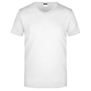 Koszulka Meska Slim Dekolt V Bawelniana JN912 - White