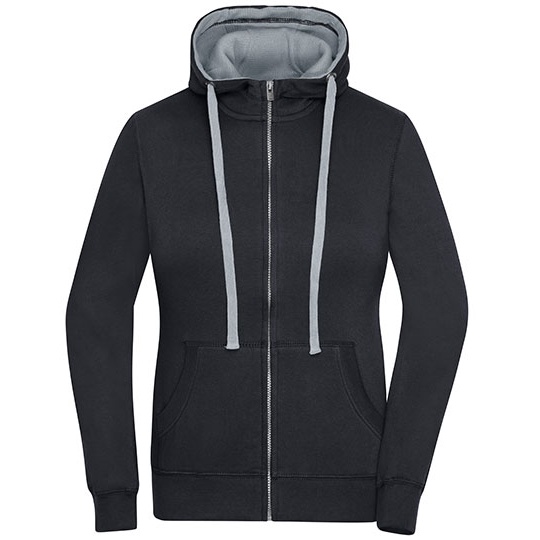Bluza Damska Rozpinana z Kapturem JN962 - Black & Grey Heather
