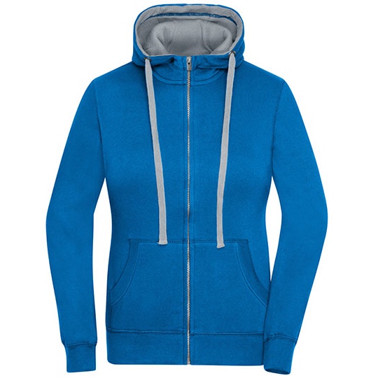 Bluza Damska Rozpinana z Kapturem JN962 - Cobalt & Grey Heather