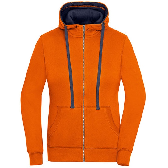 Bluza Damska Rozpinana z Kapturem JN962 - Dark Orange & Navy