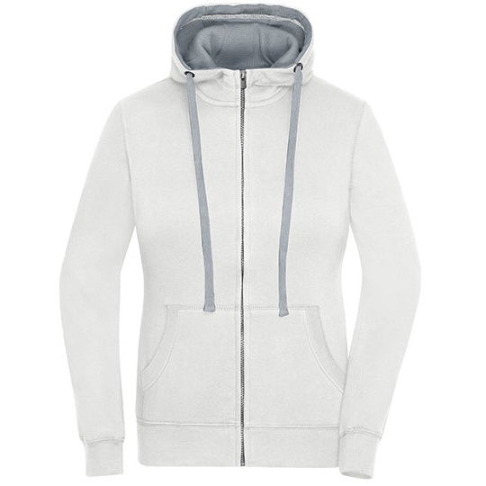Bluza Damska Rozpinana z Kapturem JN962 - Off White & Grey Heather