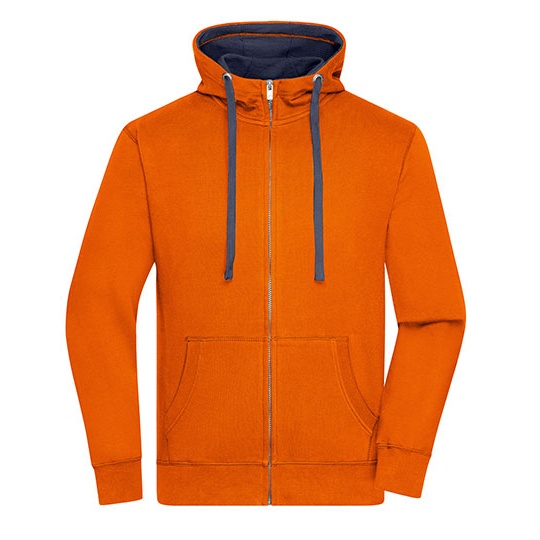 Bluza Rozpinana Meska Bawelniana JN963 - Dark Orange & Navy