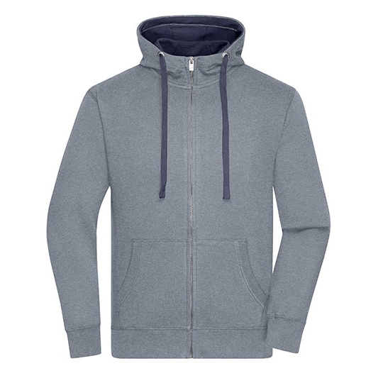 Bluza Rozpinana Meska Bawelniana JN963 - Grey Melange & Navy