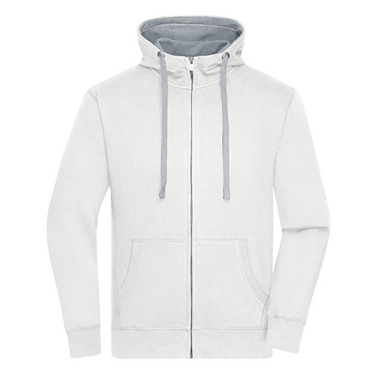 Bluza Rozpinana Meska Bawelniana JN963 - Off White & Grey Heather