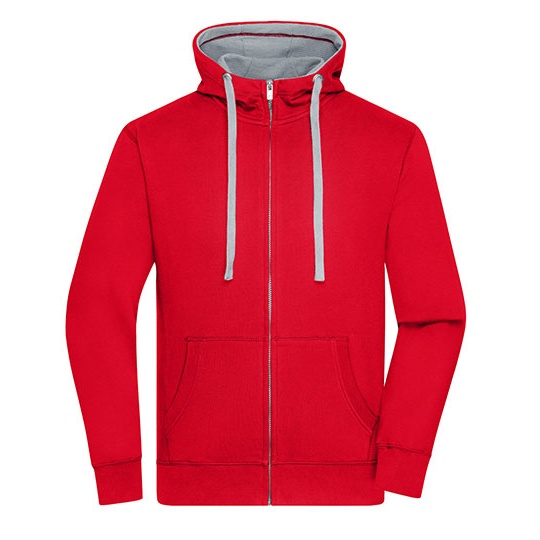 Bluza Rozpinana Meska Bawelniana JN963 - Red & Grey Heather