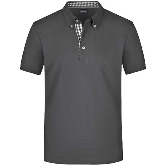 Koszulka Polo Męska Kołnierzyk Button Down JN964 - Graphite (Solid)