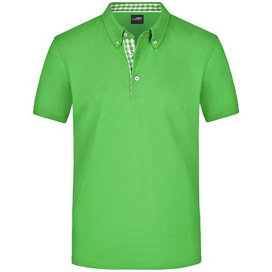Koszulka polo męska z kratkowymi wstawkami JN964 - Lime Green