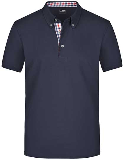 Koszulka Polo Meska Kolnierzyk Button Down JN964 - Navy & Red