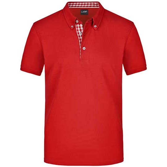 Koszulka Polo Meska Kolnierzyk Button Down JN964 - Red