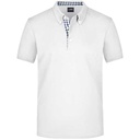 Koszulka Polo Męska Kolnierzyk Button Down JN964 - White & Navy