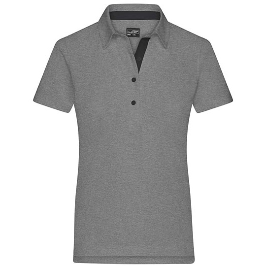Damska koszulka polo klasyczna JN969 - Light Melange & Black