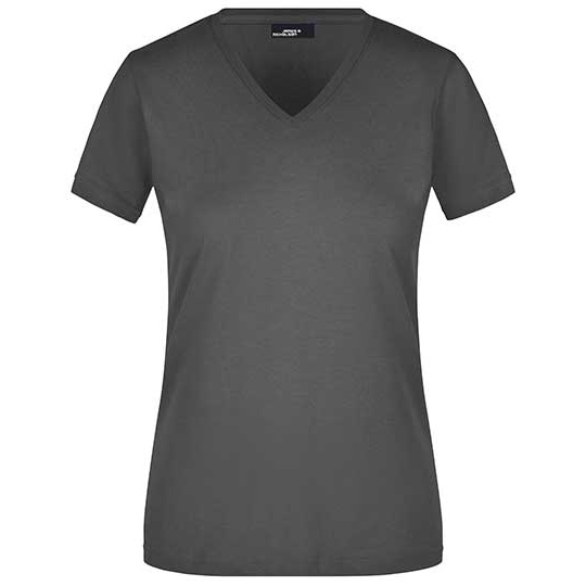 Damska koszulka slim z dekoltem V JN972 - Graphite (Solid)