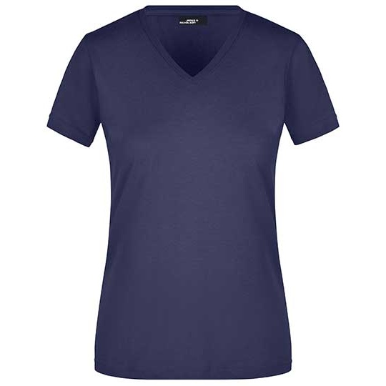 Damska koszulka slim z dekoltem V JN972 - Navy