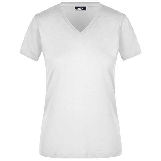 Damska koszulka slim z dekoltem V JN972 - White