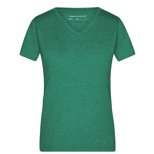 Damski T-shirt slim JN973 - Green Melange