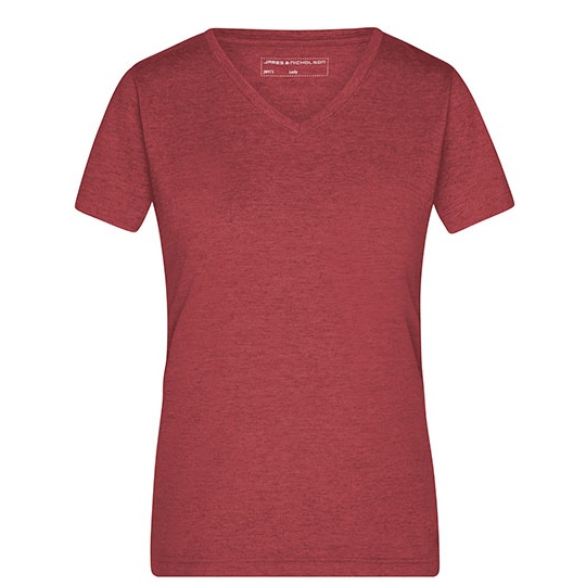 Koszulka Damska Slim Fit Melange JN973 - Wine Melange