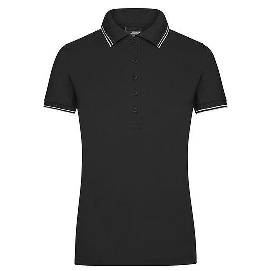 Koszulka Polo Damska Dopasowana JN985 - Black & White