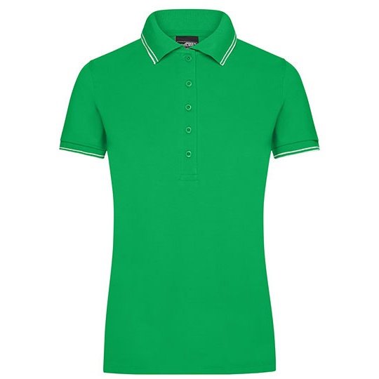 Koszulka Polo Damska Dopasowana JN985 - Fern Green & White