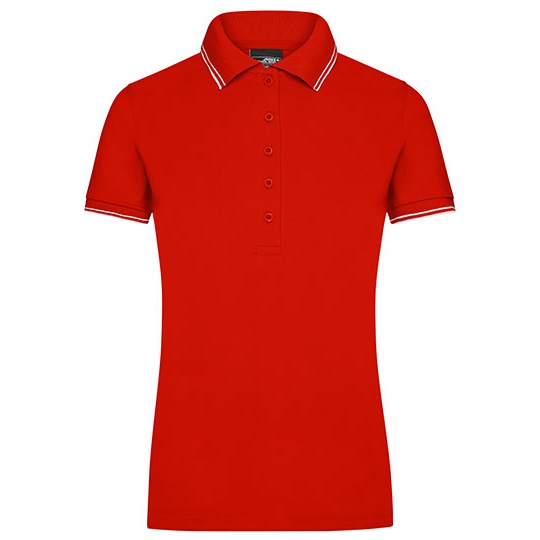 Koszulka Polo Damska Dopasowana JN985 - Tomato & White