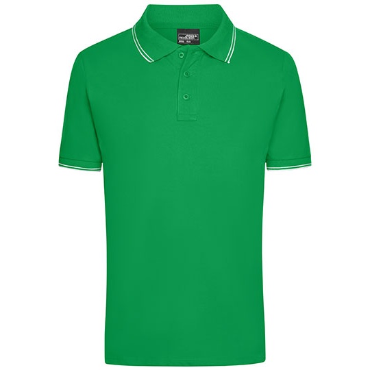 Koszulka Polo Meska Klasyczna Bawelniana JN986 - Fern Green & White