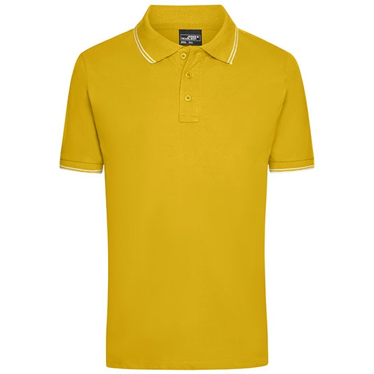 Koszulka Polo Meska Klasyczna Bawelniana JN986 - Sun Yellow & White
