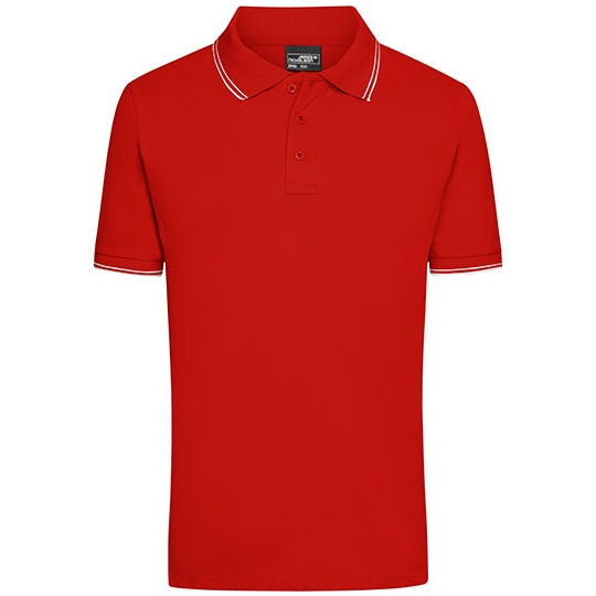 Koszulka Polo Meska Klasyczna Bawelniana JN986 - Tomato & White