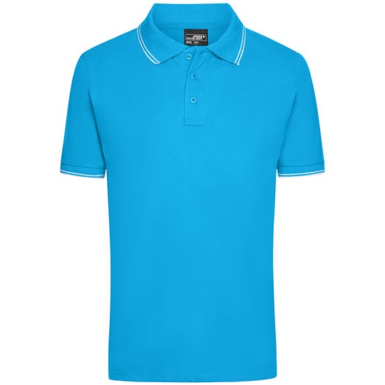 Koszulka Polo Meska Klasyczna Bawelniana JN986 - Turquoise & White