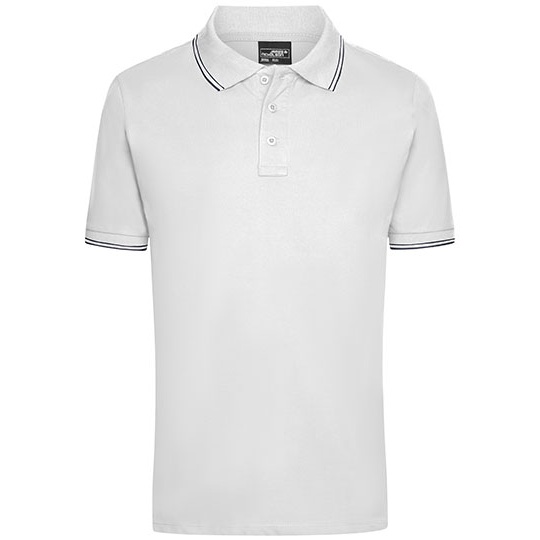 Koszulka Polo Meska Klasyczna Bawelniana JN986 - White & Navy