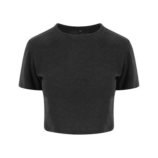 T-shirt Damski Crop Slim Triblend JT006 - Heather Black
