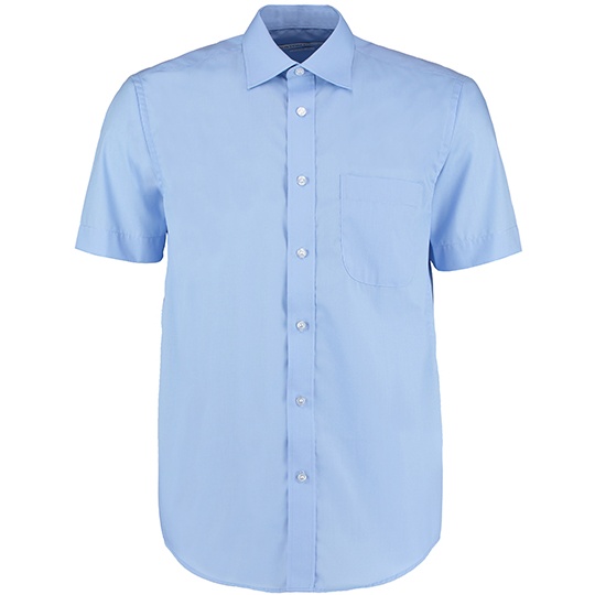 Koszula Meska Klasyczna Popelinowa Krotki Rekaw K102 - Light Blue