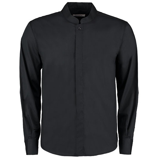 Męska koszula ze stójką, dopasowana K123 - Black