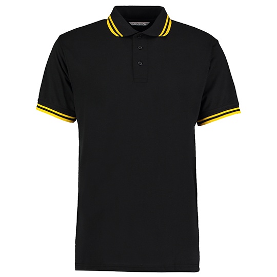 Polo Classic Fit z Kontrastowym Kołnierzykiem K409 - Black & Yellow