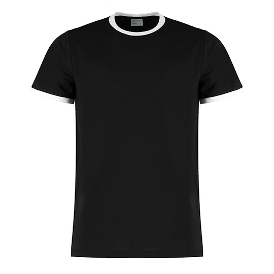 Koszulka Ringer Meska Mieszanka Bawelny Poliestru K508 - Black & White