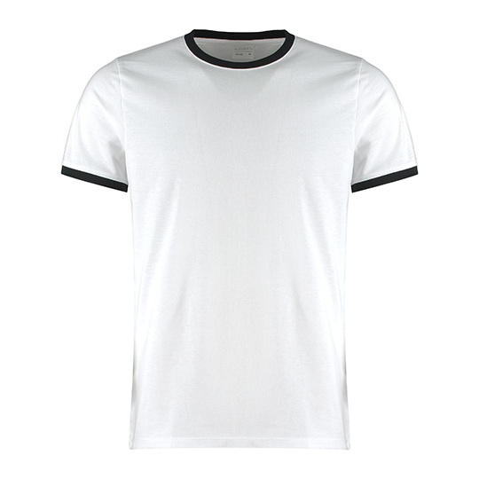 Koszulka Ringer Meska Mieszanka Bawelny Poliestru K508 - White & Black