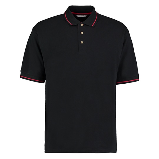 Koszulka Polo Męska Bawełniana Pika K606 - Black & Bright Red