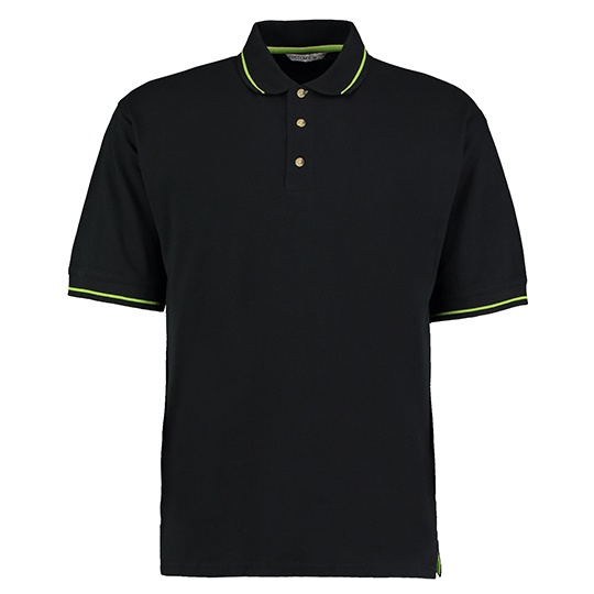 Koszulka Polo Męska Bawełniana Pika K606 - Black & Lime
