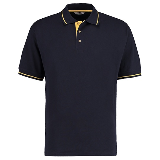 Koszulka Polo Męska Bawełniana Pika K606 - Navy & Sun Yellow