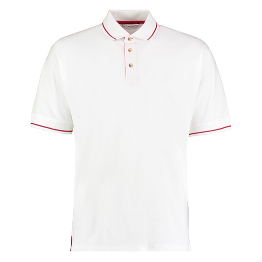 Koszulka Polo Męska Bawełniana Pika K606 - White & Bright Red
