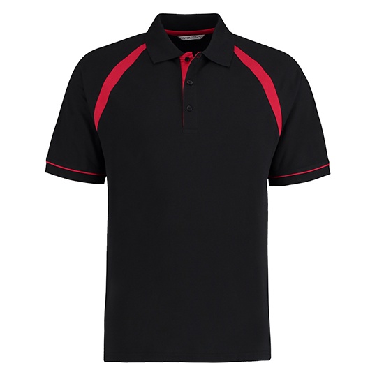 Koszulka Polo Klasyczna Bawelna Pique K615 - Black & Bright Red