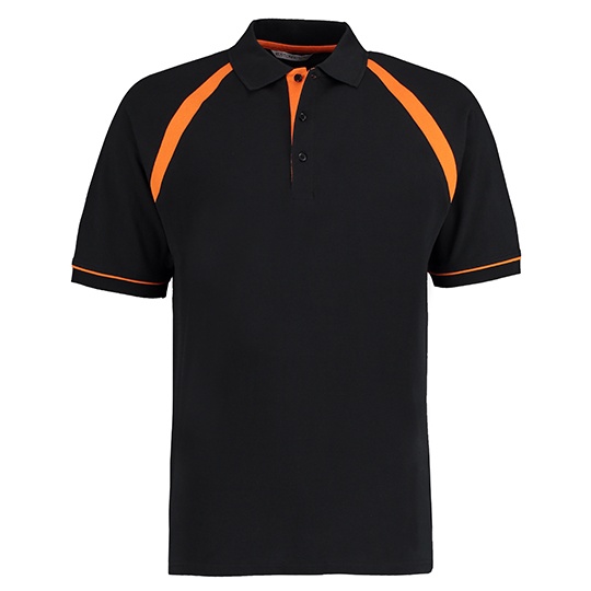 Koszulka Polo Klasyczna Bawelna Pique K615 - Black & Orange