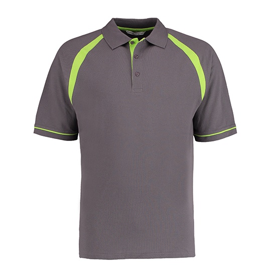 Koszulka Polo Klasyczna Bawelna Pique K615 - Charcoal & Lime
