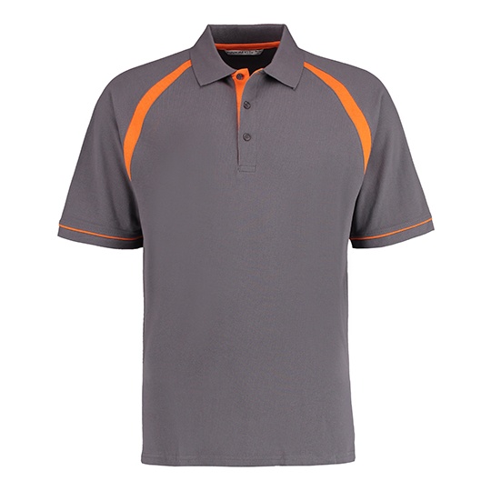 Koszulka Polo Klasyczna Bawelna Pique K615 - Charcoal & Orange