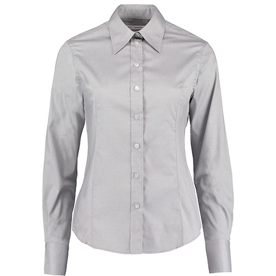Koszula Damska Nowoczesna Oxford Latwe Prasowanie K702 - Silver Grey (Solid)