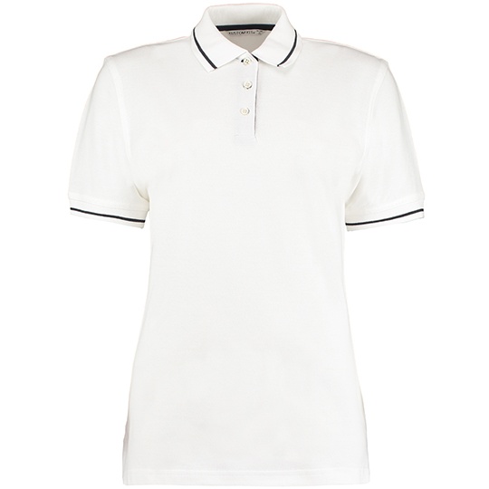 Koszulka Polo Damska Klasyczna Bawelniana Pika K706 - White & Navy