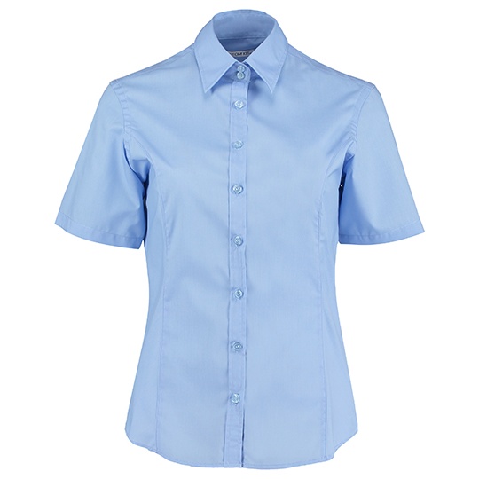 Koszula Damska Taliowana Krotki Rekaw Popelinowa Latwa w Pielegnacji K742F - Light Blue