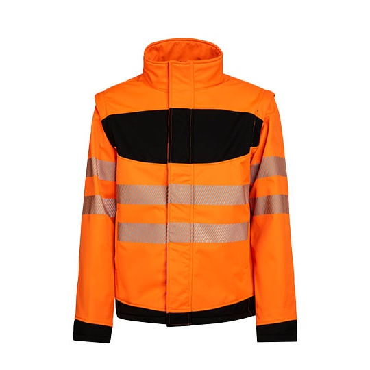 Kurtka Softshell Hi-Vis Odpinane Rękawy KX1003 - Signal Orange & Black