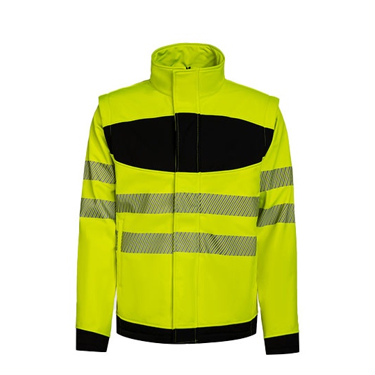 Kurtka Softshell Hi-Vis Odpinane Rekawy KX1003 - Signal Yellow & Black