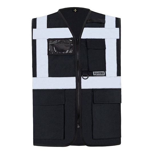 Kamizelka Dopasowana Odblaskowa Poliestrowa KX802 - Black