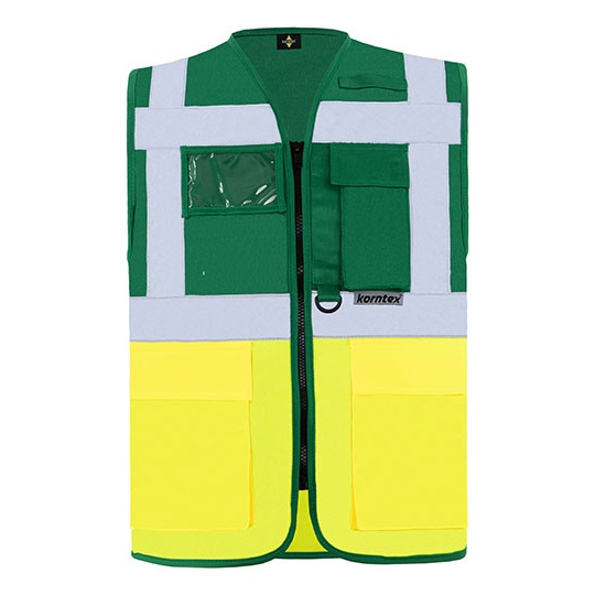 Kamizelka Dopasowana Odblaskowa Poliestrowa KX802 - Paramedic Green & Signal Yellow