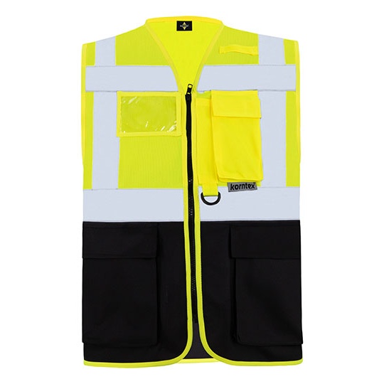 Kamizelka Dopasowana Odblaskowa Poliestrowa KX802 - Signal Yellow & Black